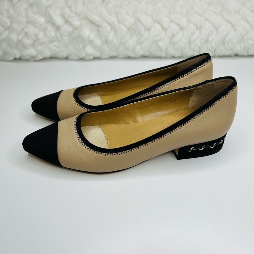 Vaneli Two-Tone Beige and Black Flats - Picture 2 of 7
